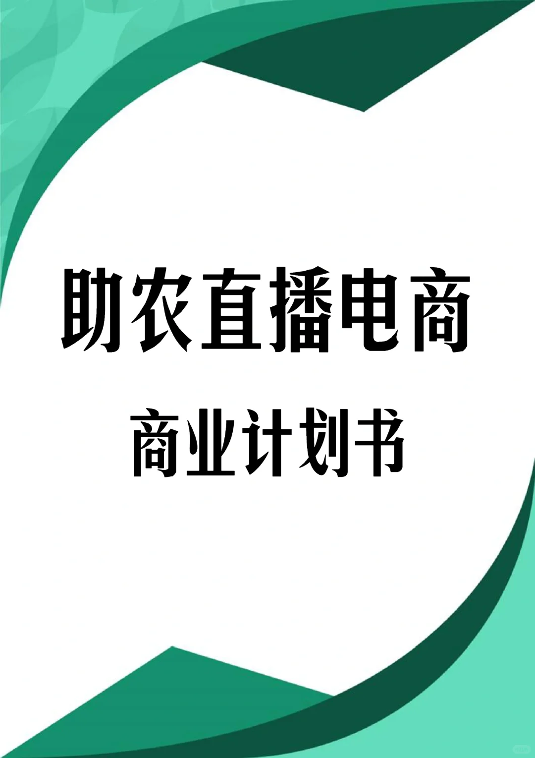 助农直播电商商业计划书word➕PPT