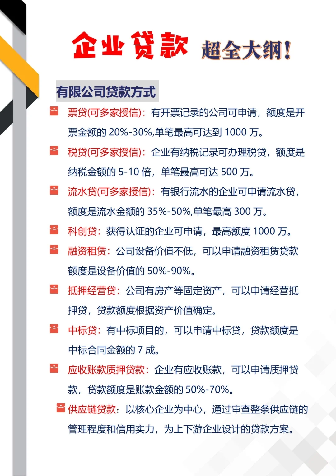 企业贷款超全大纲，建议收藏