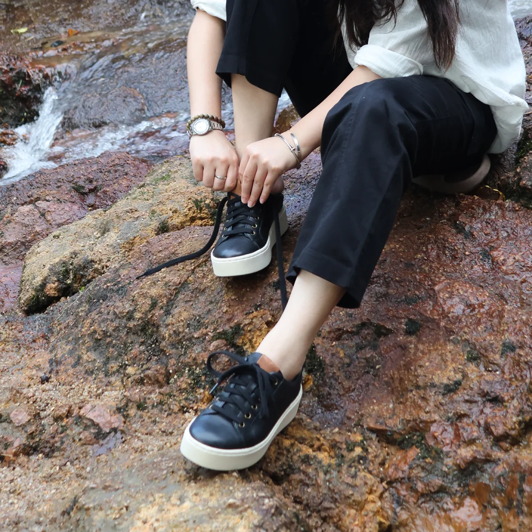 足弓支撑女鞋超轻厚底小白鞋真皮休闲鞋