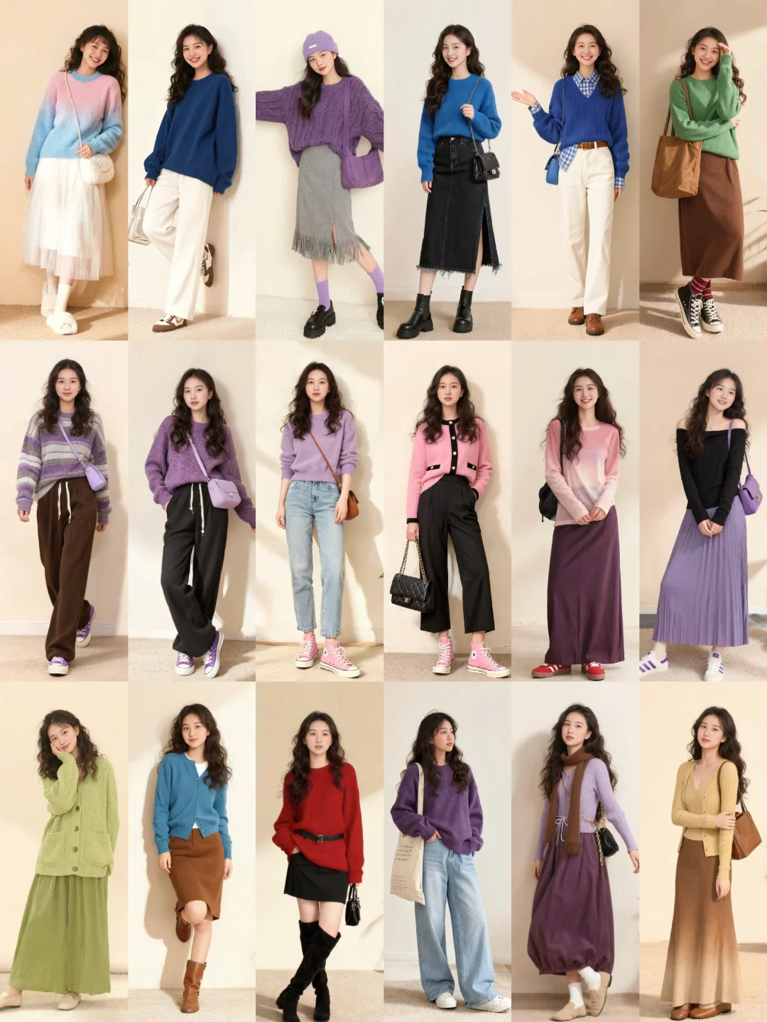 18套针织穿搭合集｜把温柔与色彩穿在身上