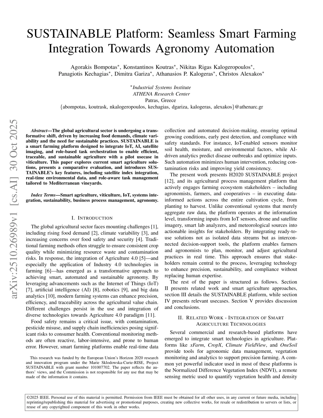 可持续平台:智能农艺自动化集成