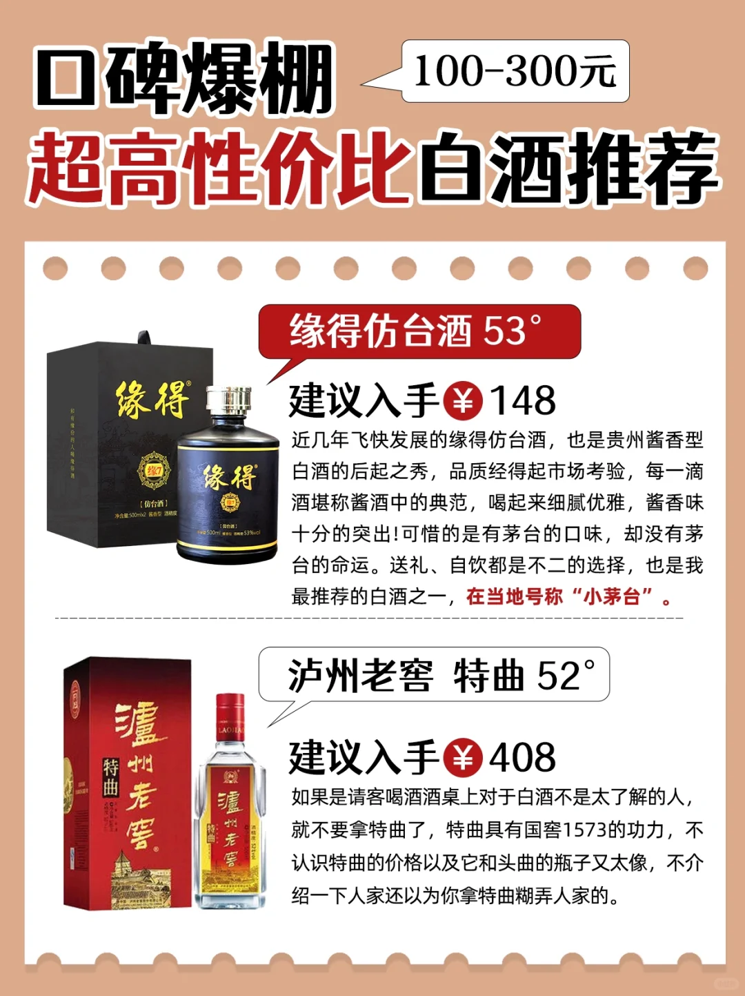 口碑爆棚的100——300元白酒?，内行人才知道