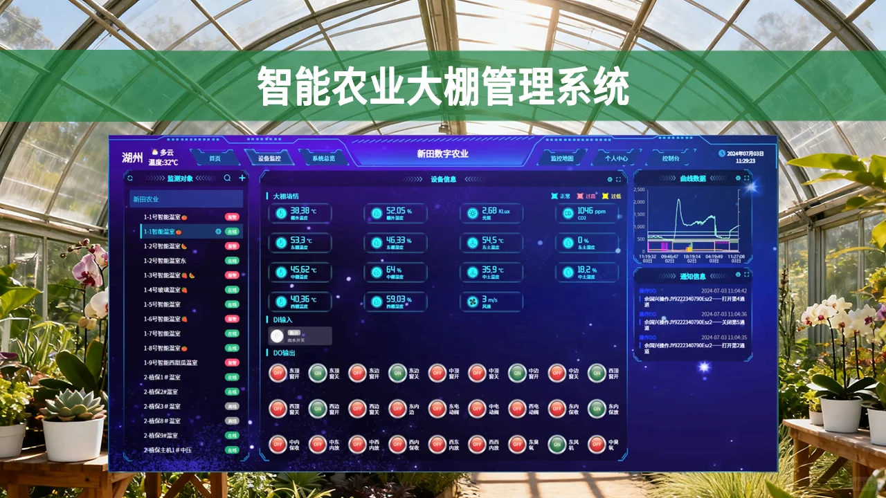 智能物联网系统:自动调温大棚、省水省肥