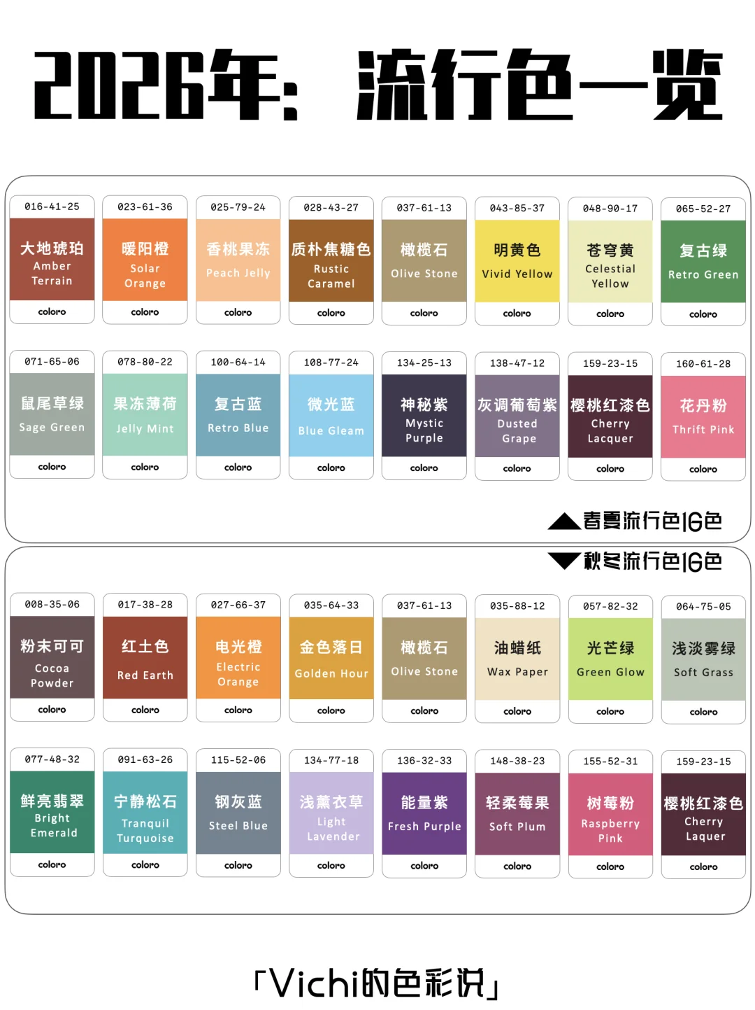 「2026年流行色一览」查看应季色彩与年度色彩