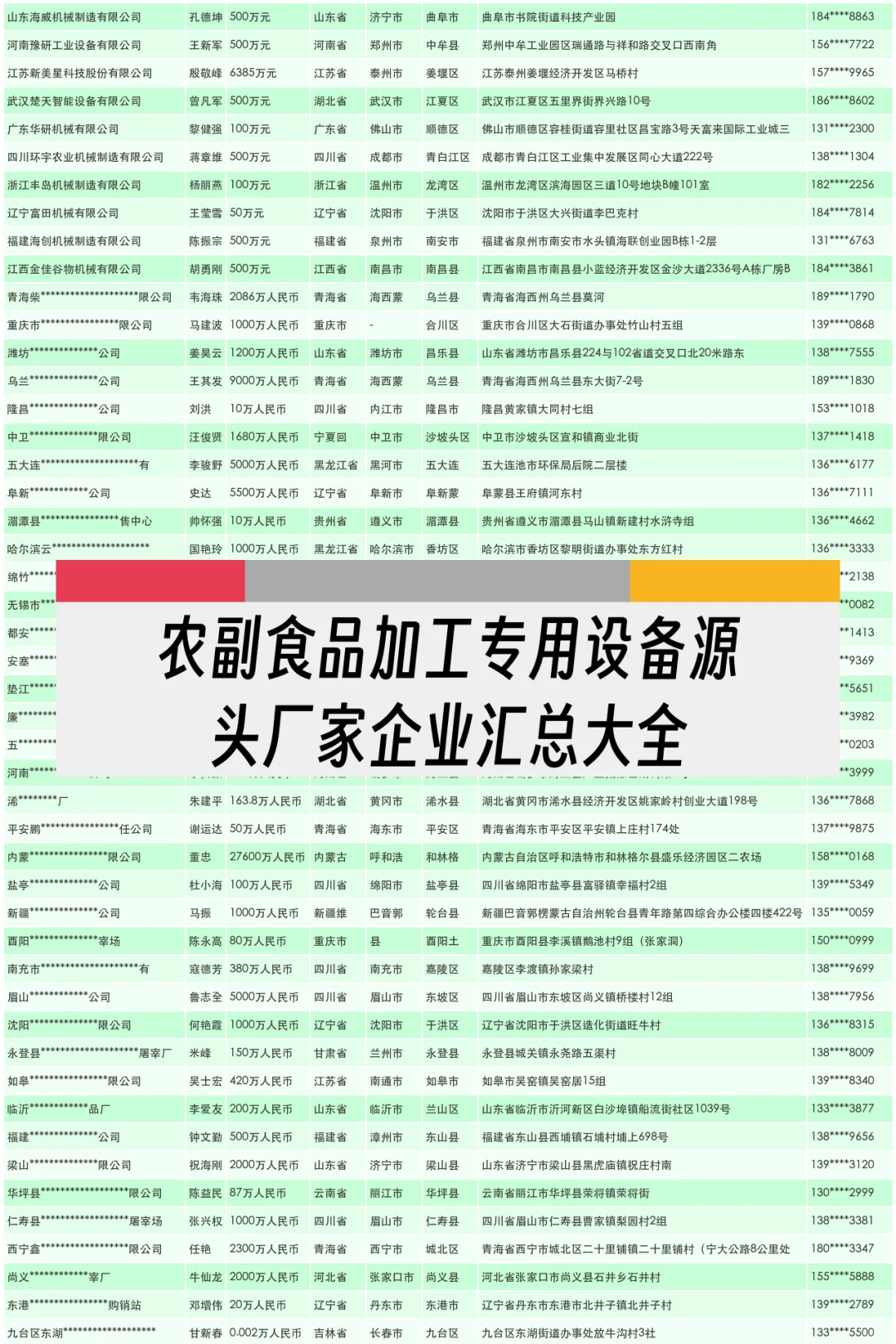 农副食品加工专用设备源头厂家企业汇总大全