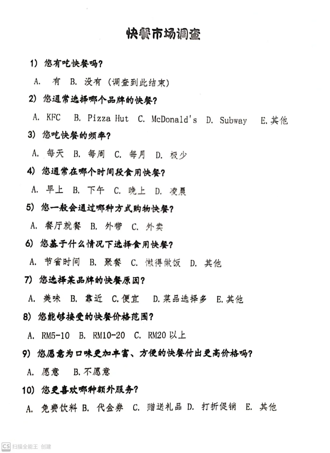 什么?你竟然不喜欢吃快餐???