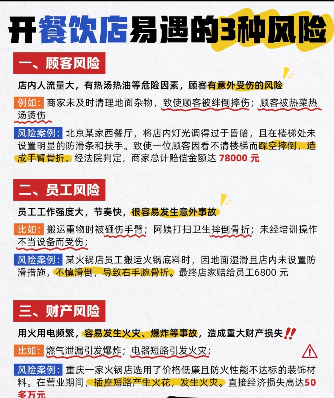 开餐饮店最易遇的3种风险