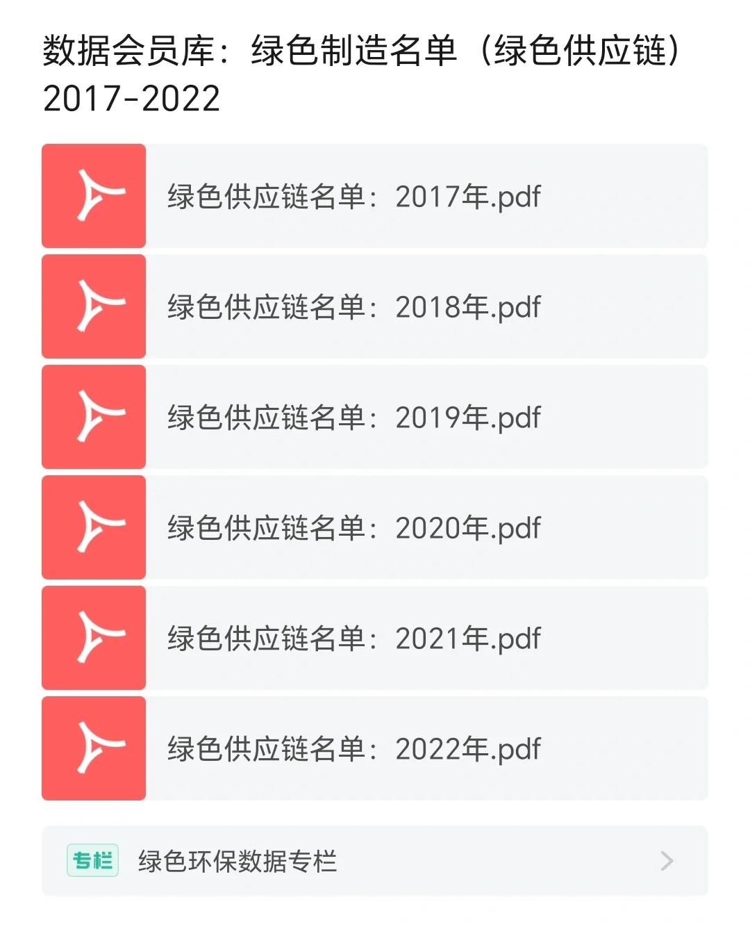 绿色制造名单（绿色供应链）