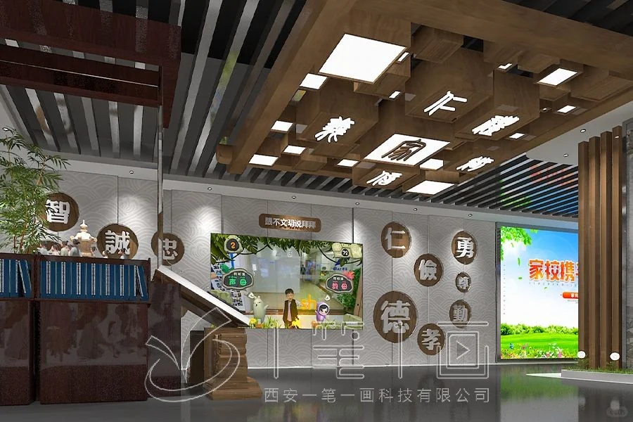 农业展厅设计效果图,含数字孪生设备