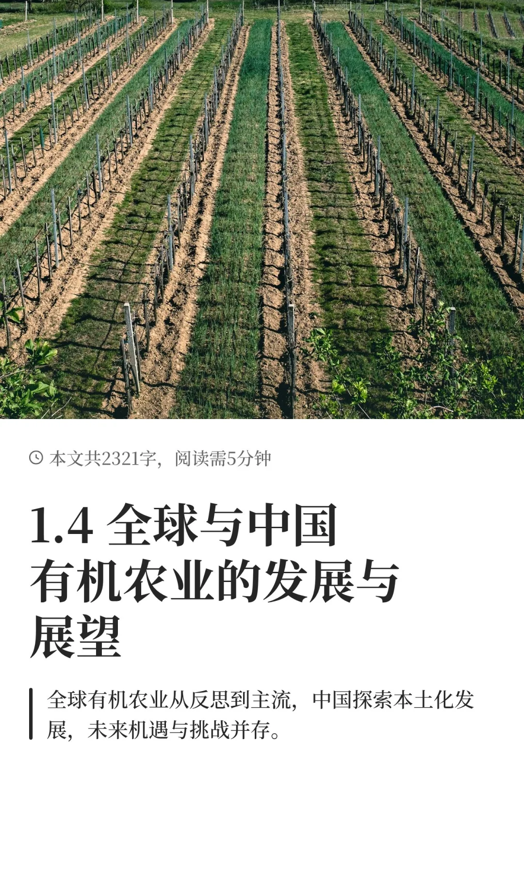 1.4 全球与中国有机农业的发展与展望