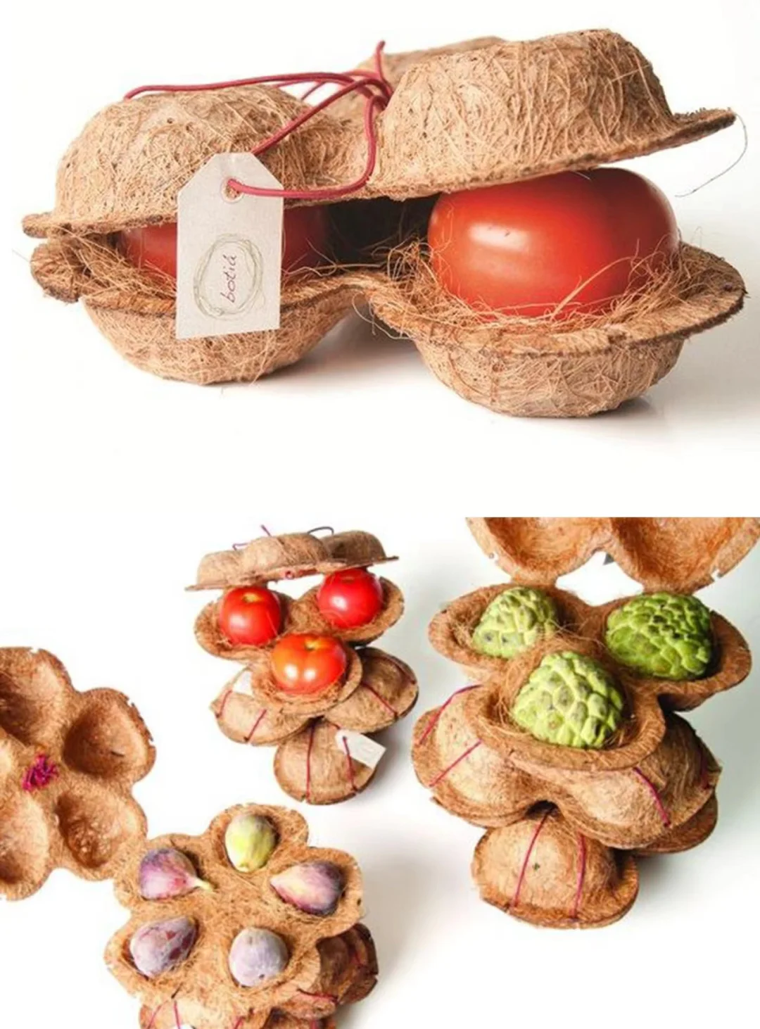 由椰子壳和淀粉做成的环保包装