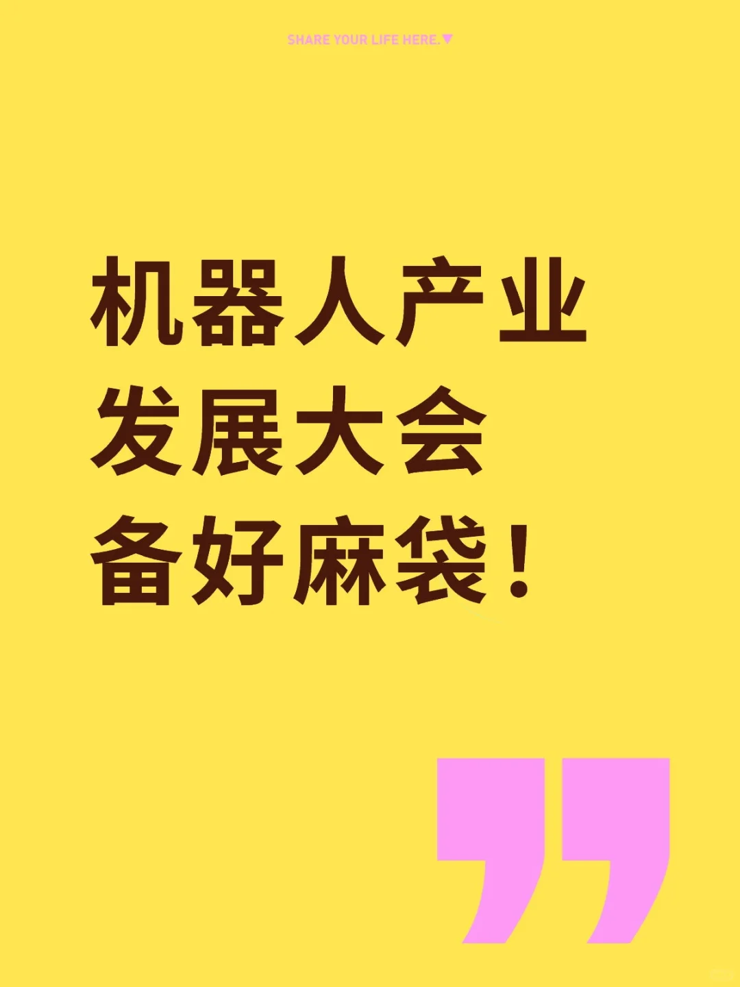 机器人产业发展大会 备好麻袋！