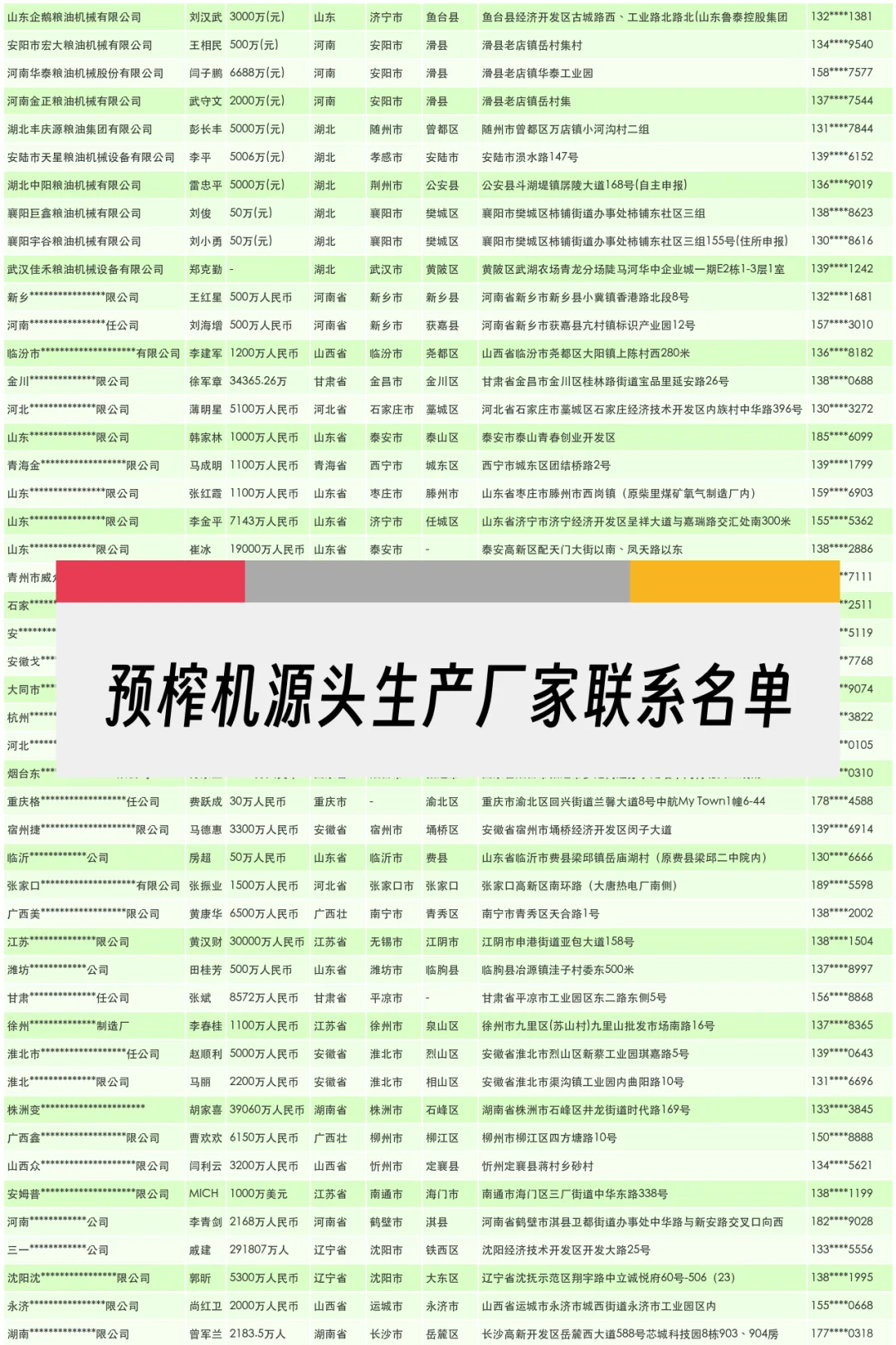 预榨机源头生产厂家联系名单