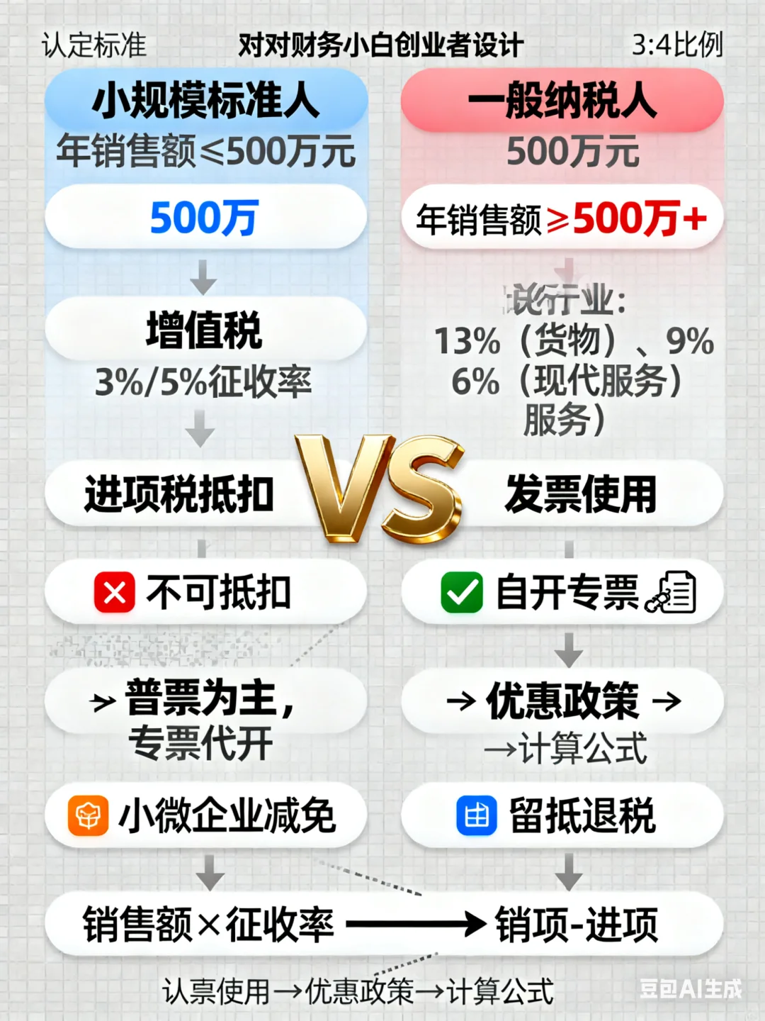 小规模纳税人 vs 一般纳税人：核心区别速览
