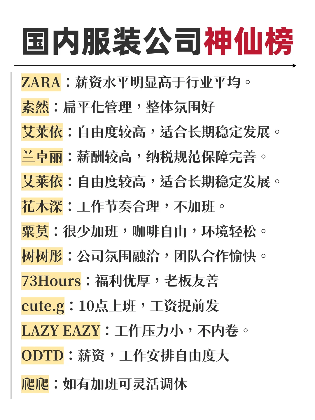 ?国内服装公司神仙榜，找好工作真不难