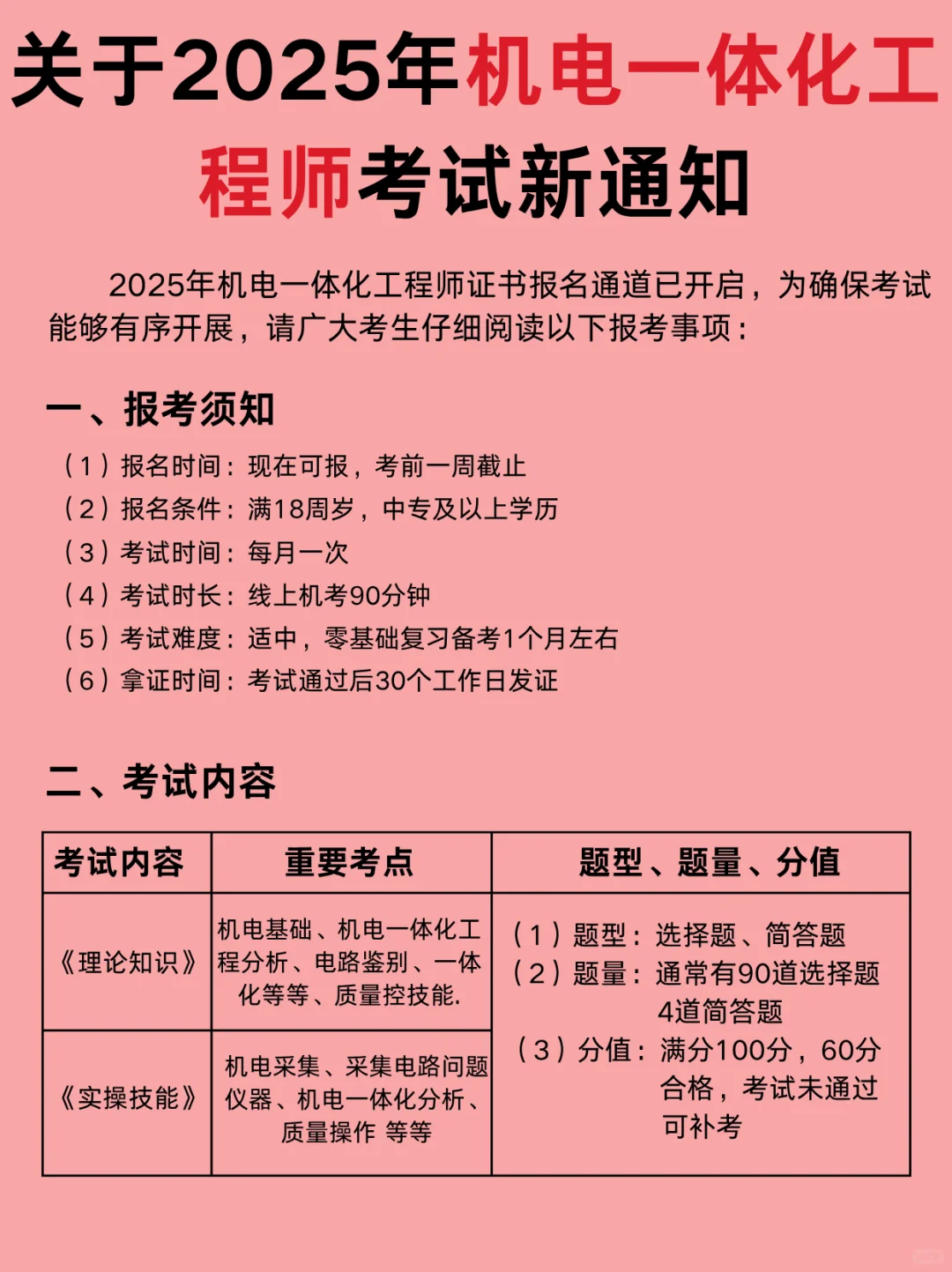 2025年机电一体化工程师考试新通知‼️