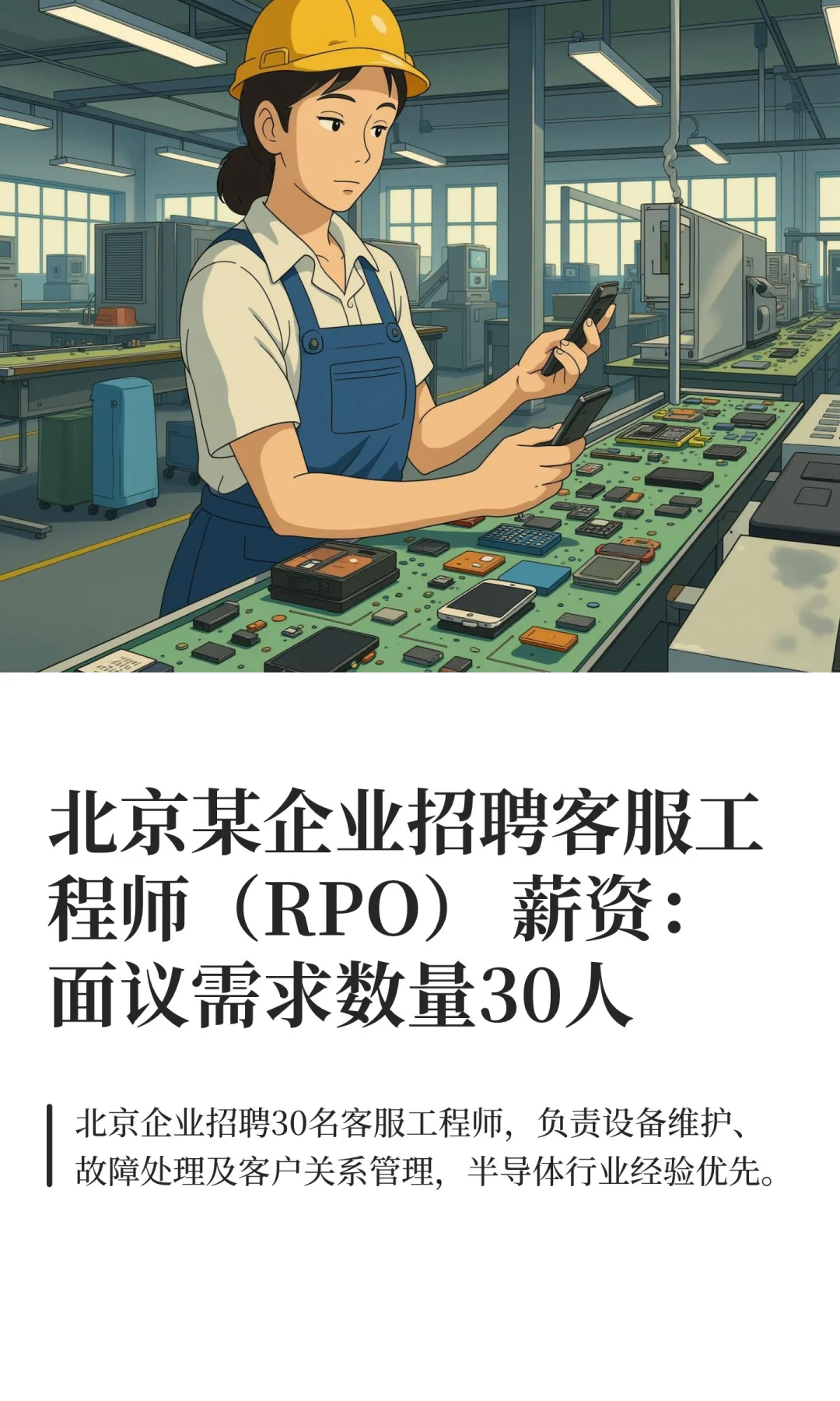 北京某企业招聘客服工程师（RPO） 薪资：面