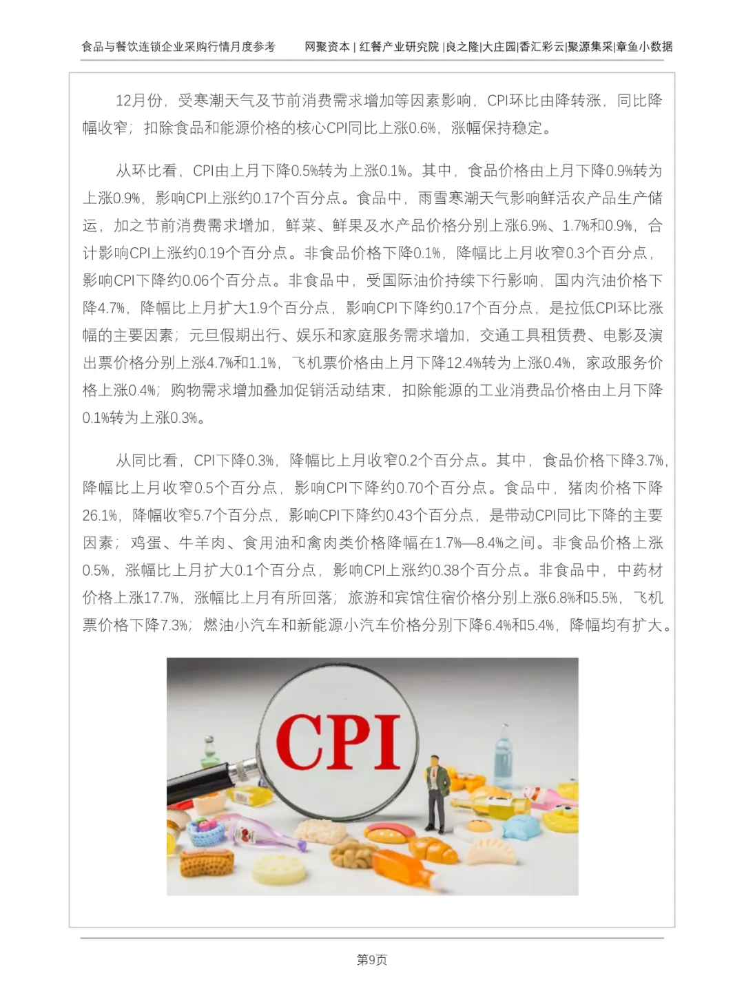 食品与餐饮连锁企业采购行情月度参考