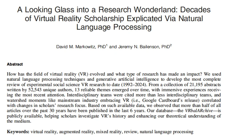 从奇境到现实：三十年虚拟现实研究全景回顾