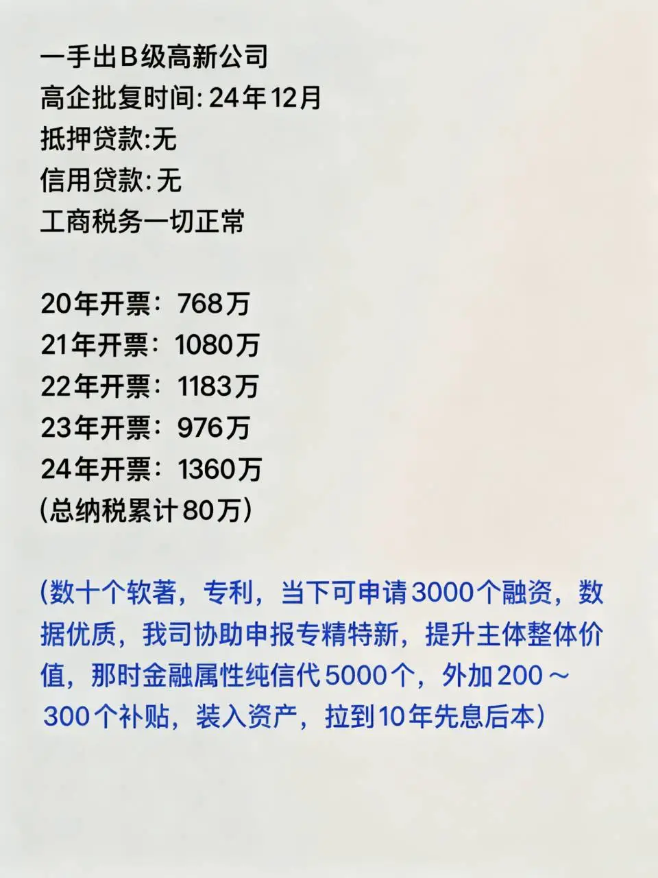 B级高新公司转让