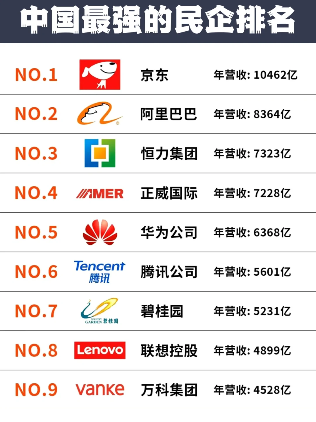 中国最强的民企排名