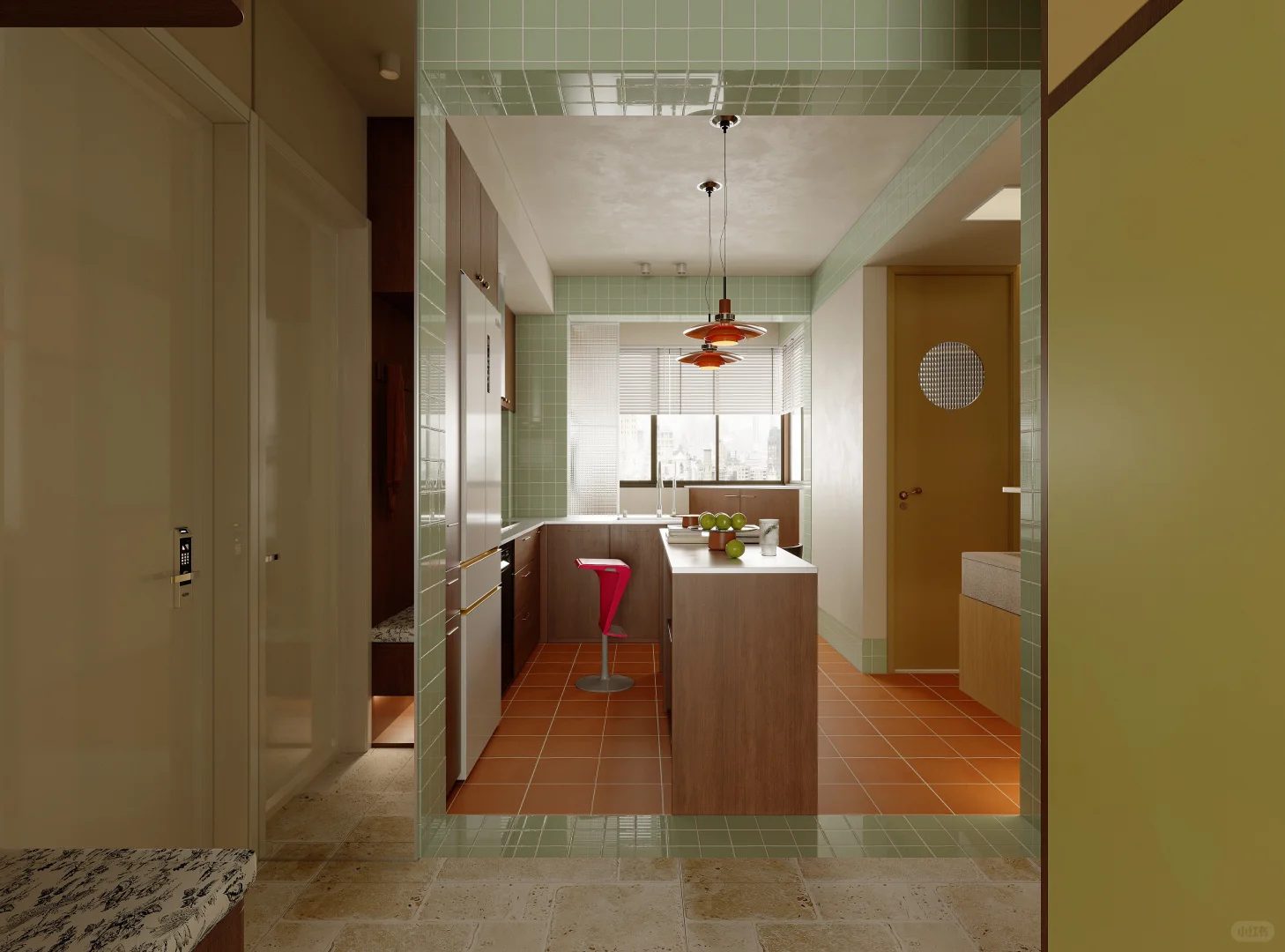 U形厨房+岛台，92m²小家也能有“社交心脏”