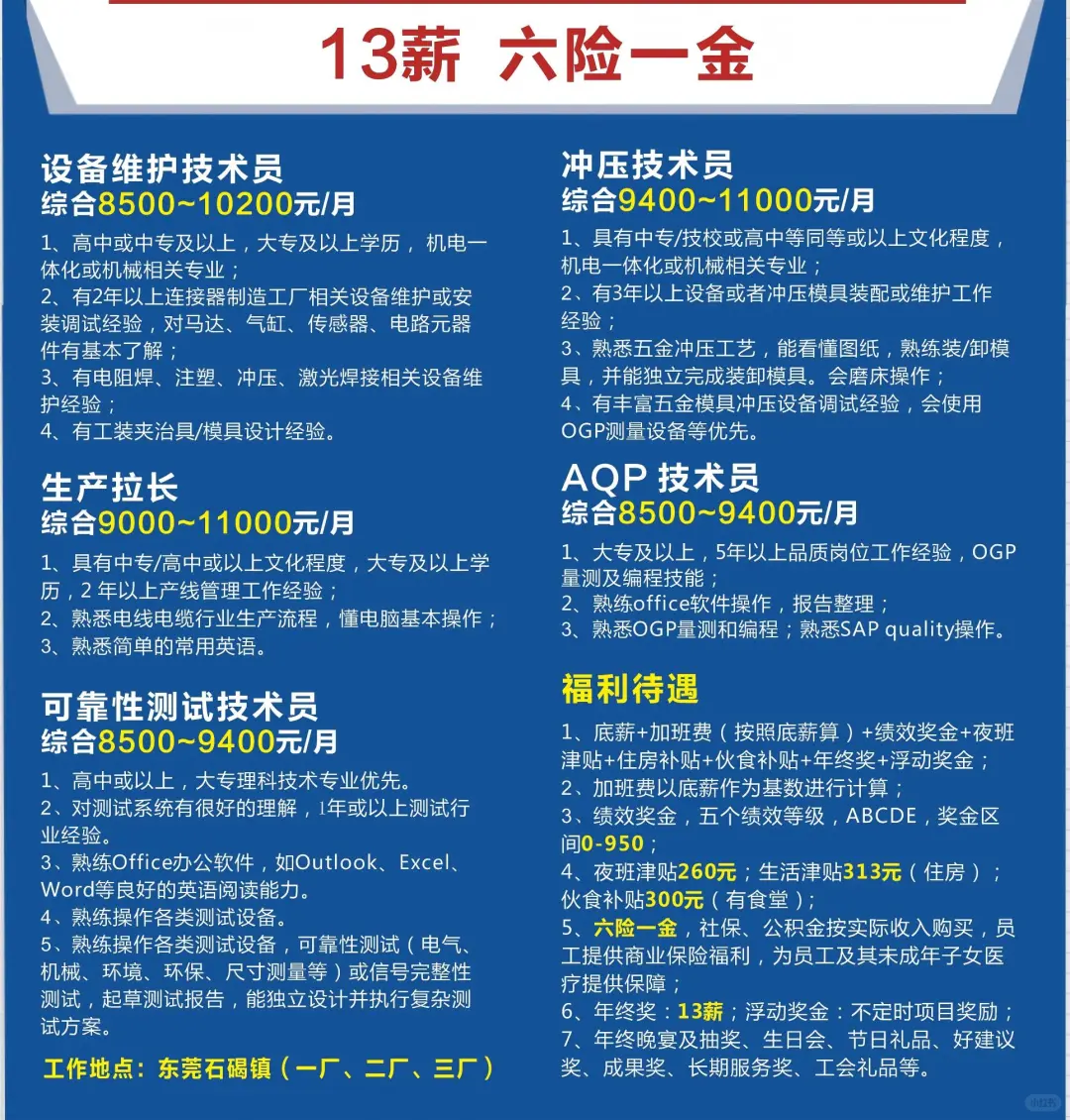 东莞技术岗热招啦!13薪+六险一金,多岗任选!