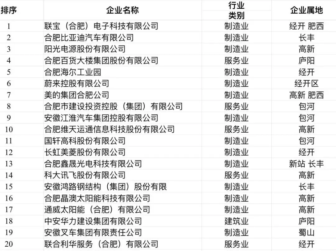 2025合肥企业50强❗️榜单公布❗️