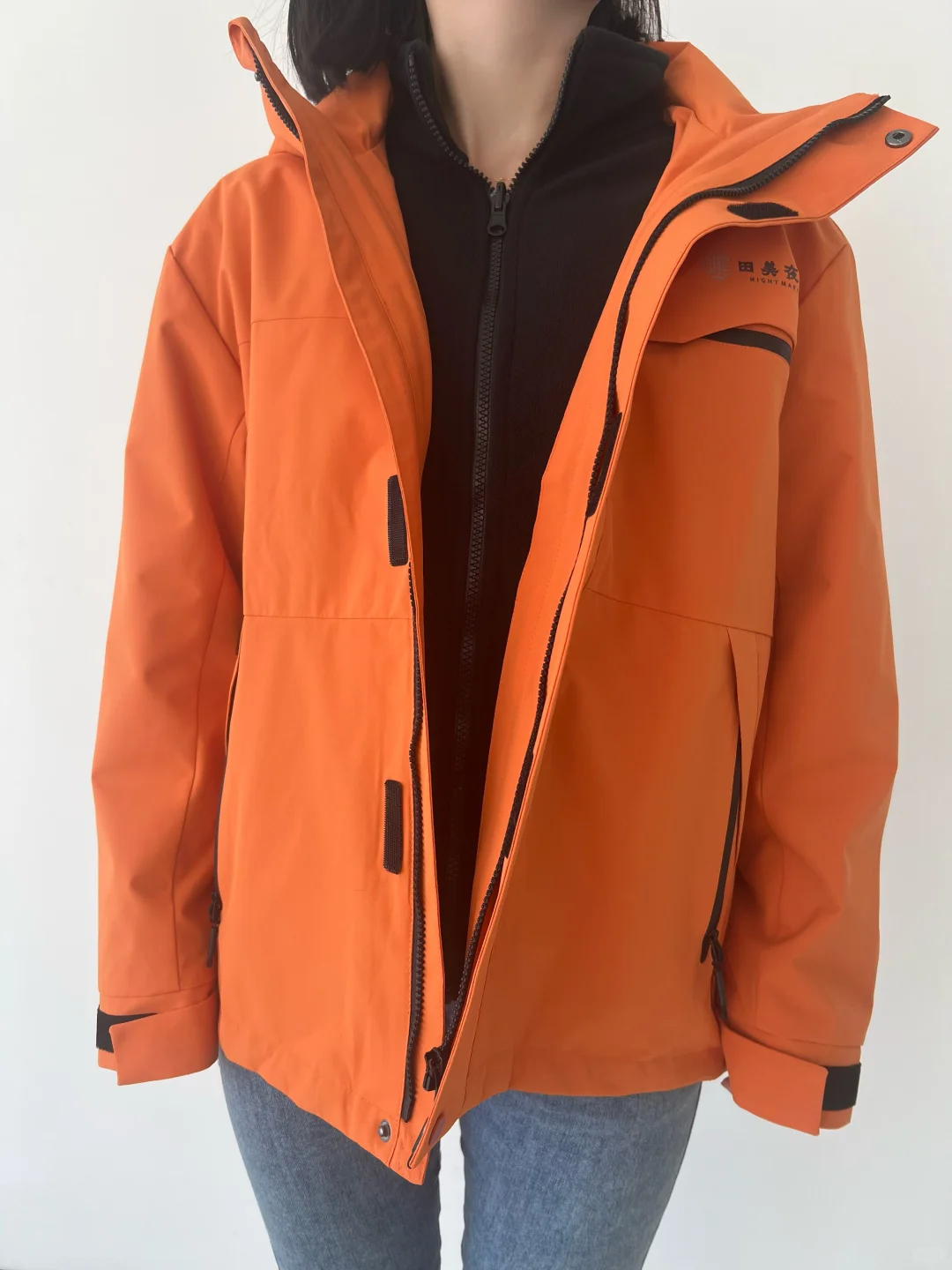 爱马仕橙冲锋衣工作服定制！三合一超实用?