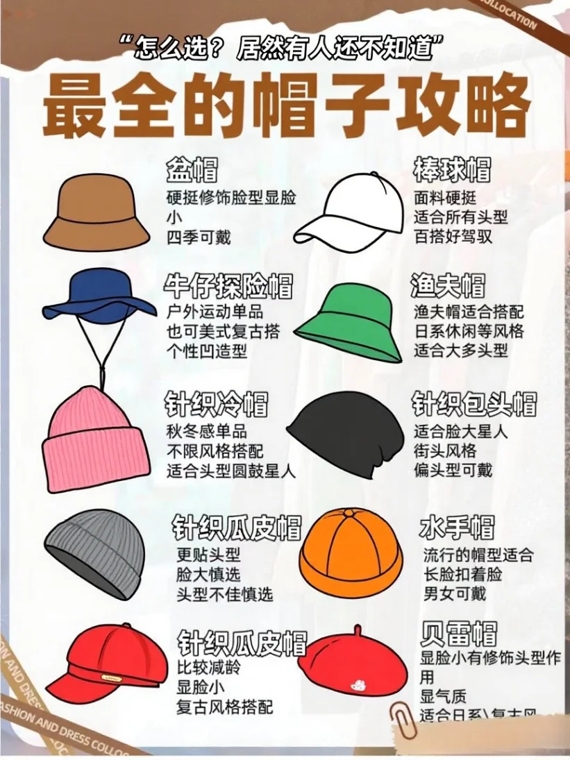 帽子穿搭｜帽子攻略大全✅