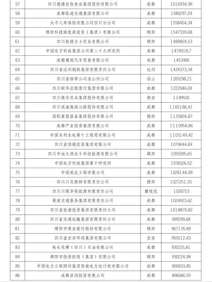 2024四川企业100强名单
