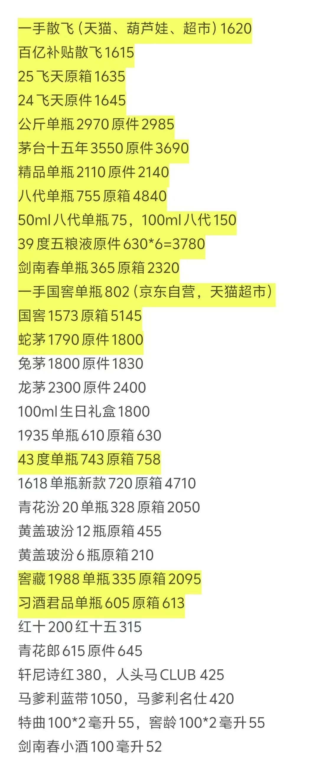 11.10茅台，五粮液，国窖报价