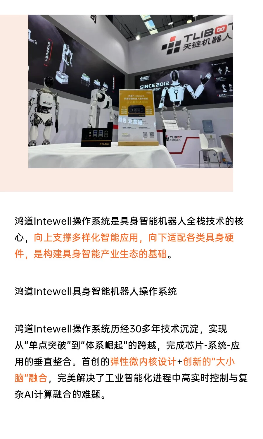 鸿道Intewell操作系统亮相世界机器人大会