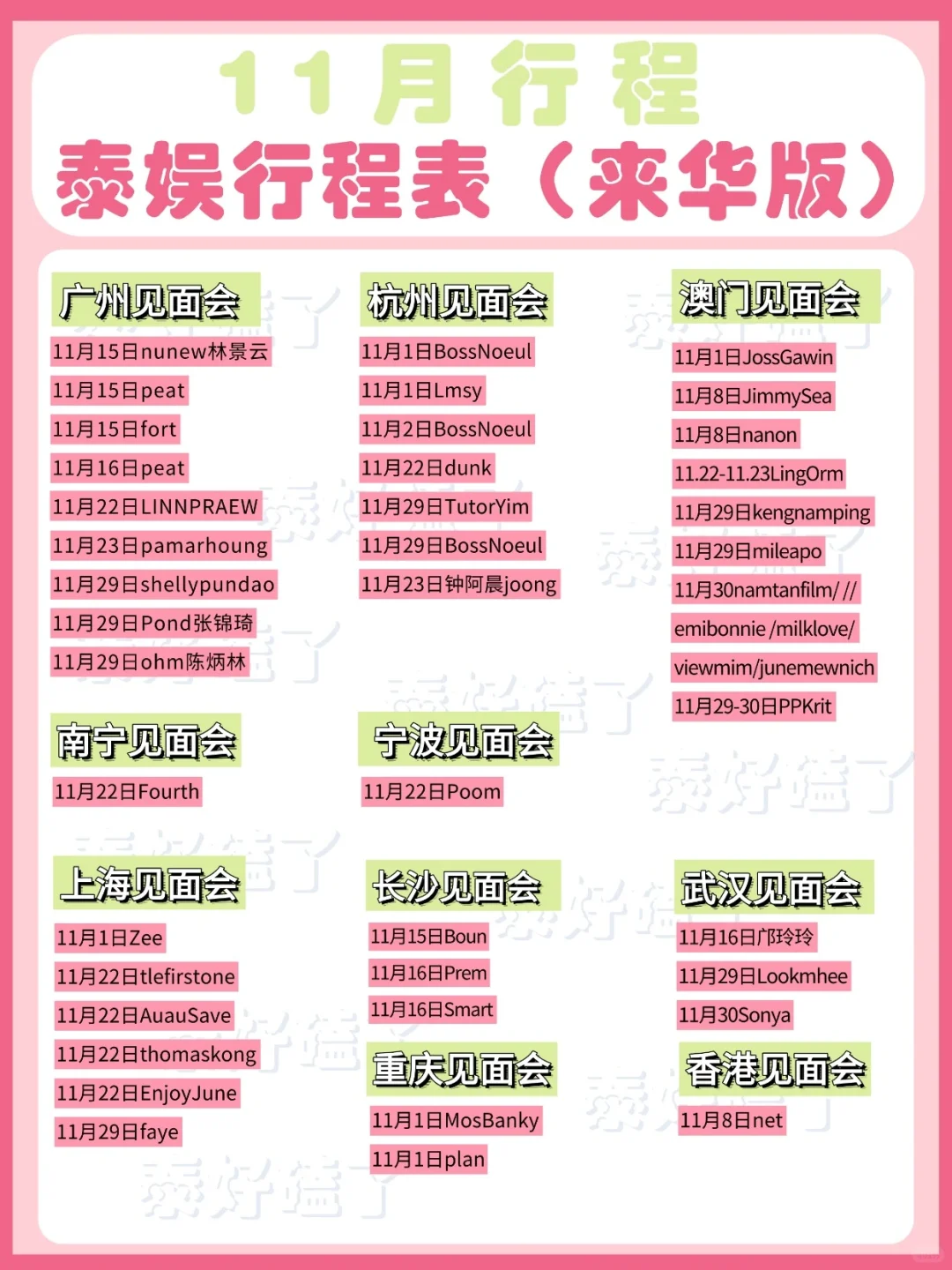 泰星中国见面会|城市/地区场次汇总11.1