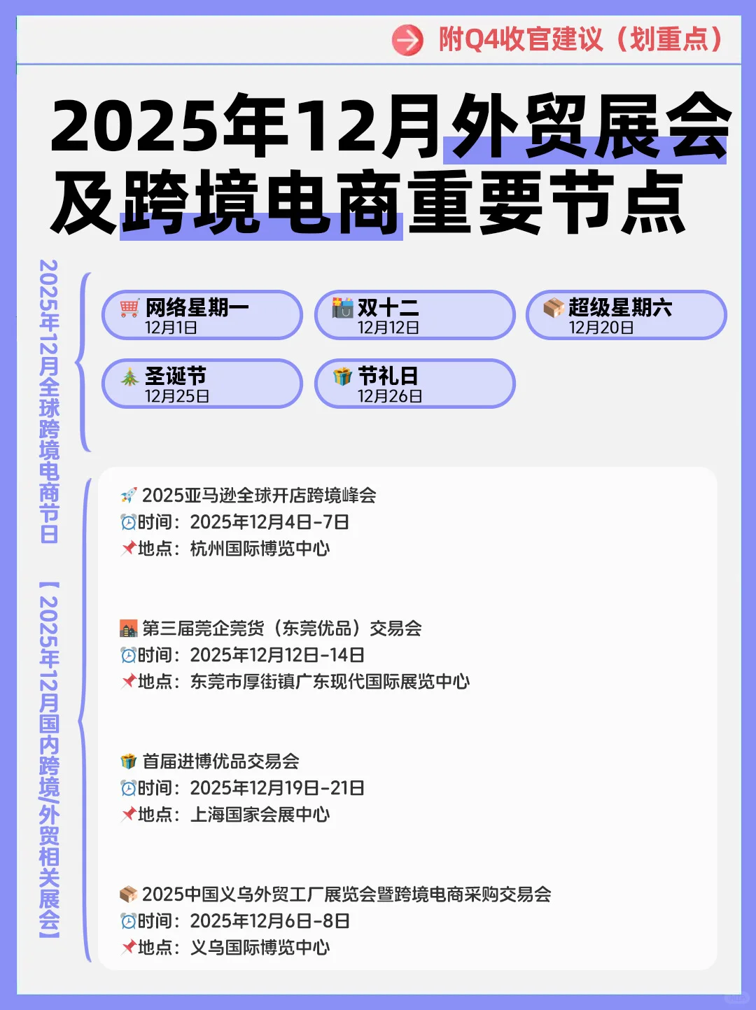 12月跨境电商日历及重要展会一览