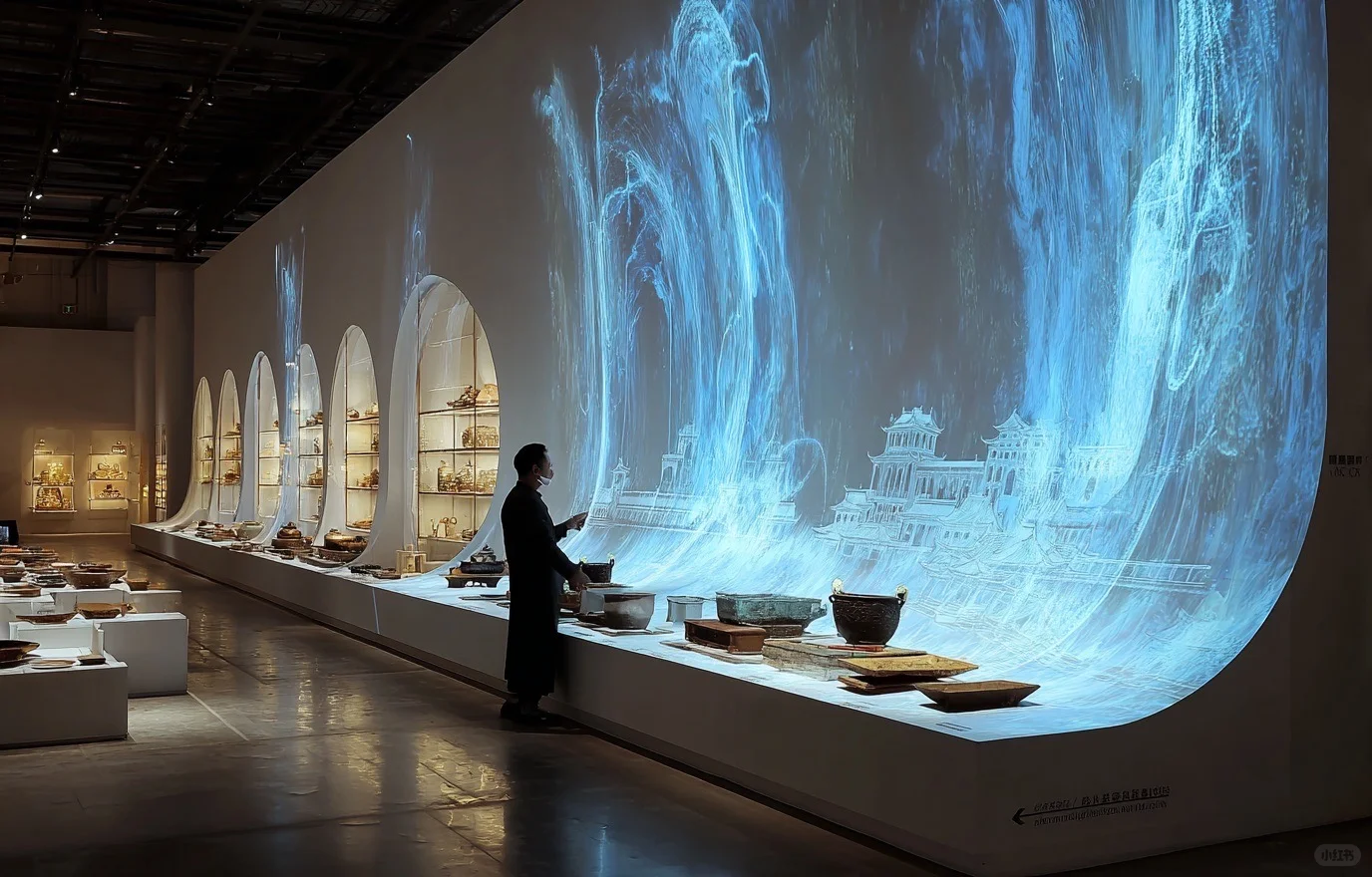 展厅中的弧形设计，空间感拉满?