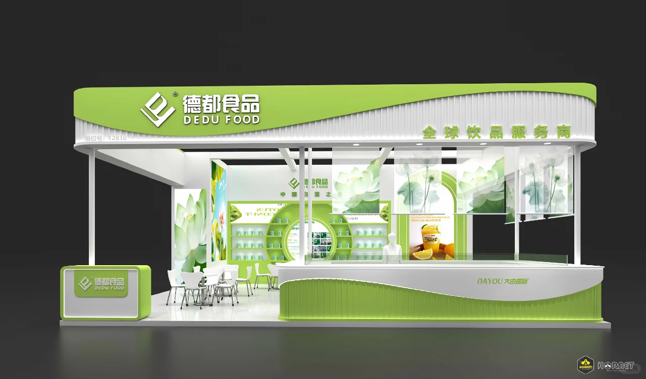 酒店餐饮展以“莲”为主题的展台设计方案