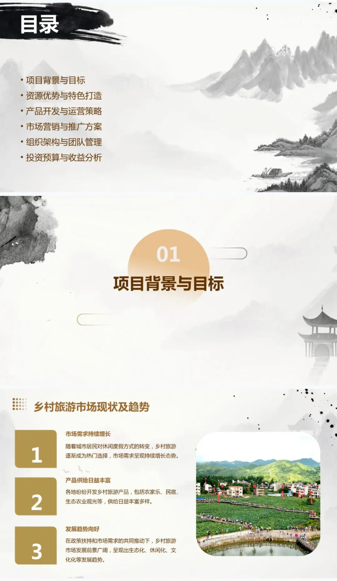 乡村旅游项目计划书word+PPT