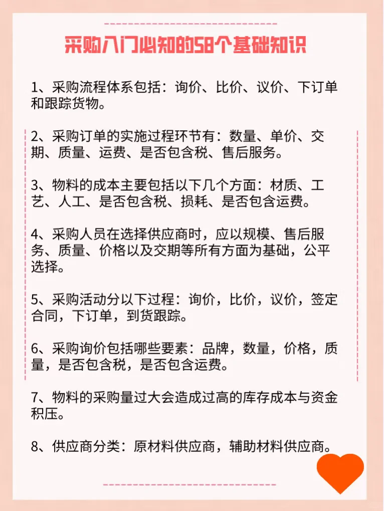 采购再忙也要逼自己看完的58个基础知识