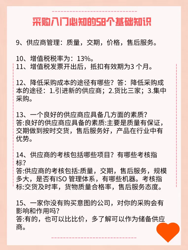 采购再忙也要逼自己看完的58个基础知识