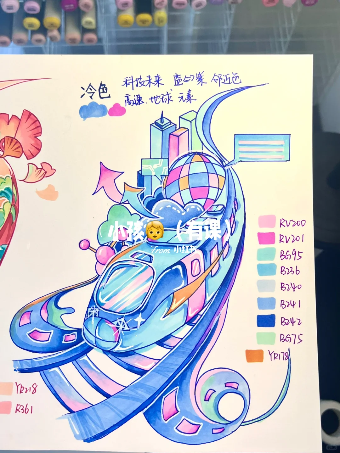 一下学会四种高铁画法✅手绘列车塑造合集