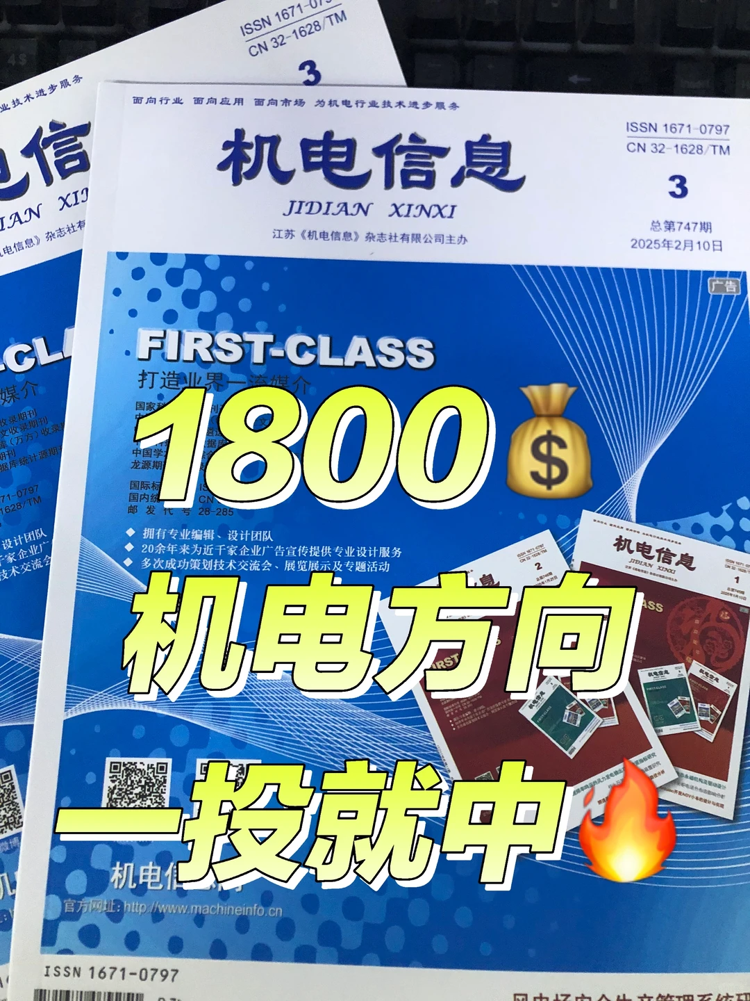 谁投谁中✅机电行业专刊有稿就收‼️