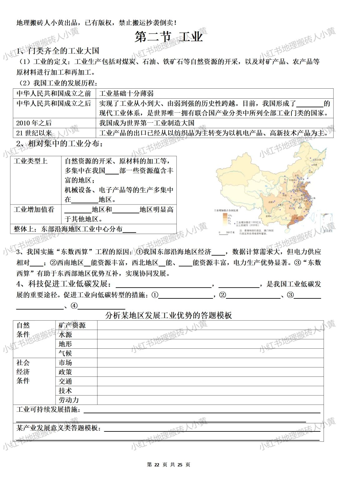 新版八上地理工业、交通运输重点知识点总结