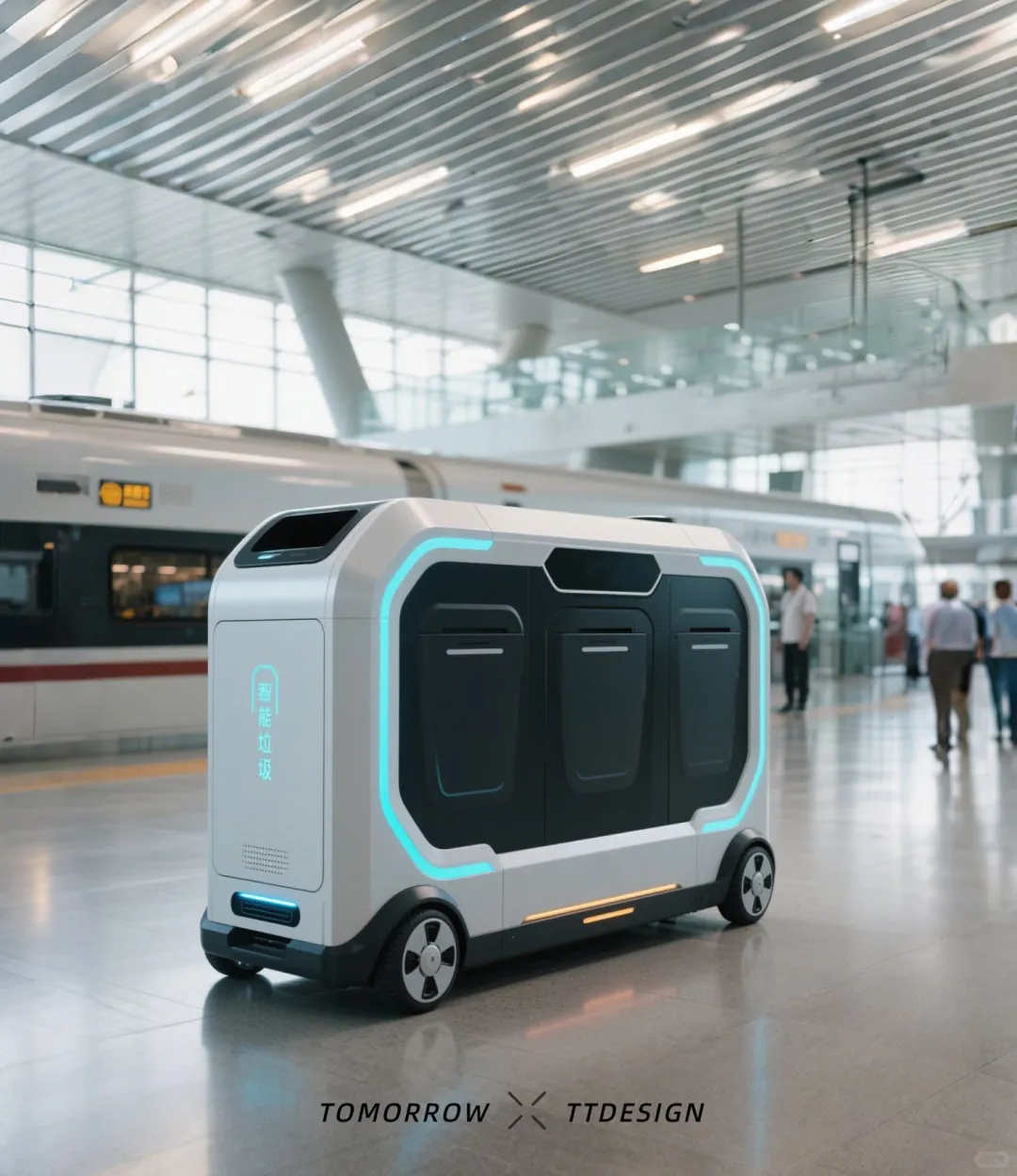 未来智能移动垃圾桶太绝了！