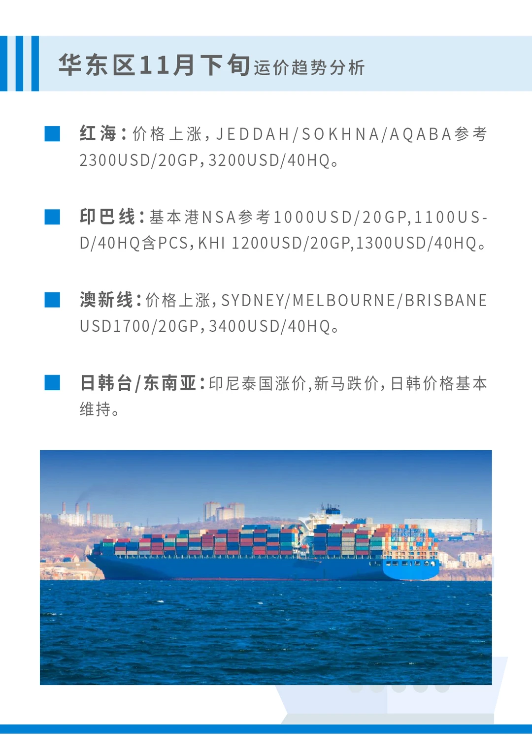 淡季承压，运价下行：11月下旬全球运价趋势