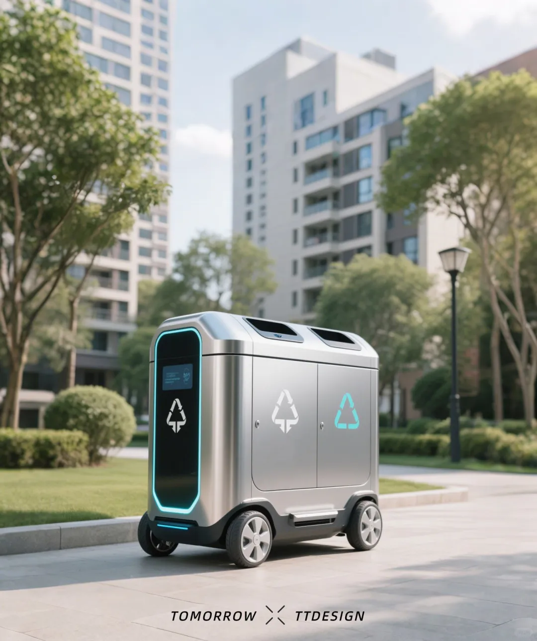 未来智能移动垃圾桶太绝了！