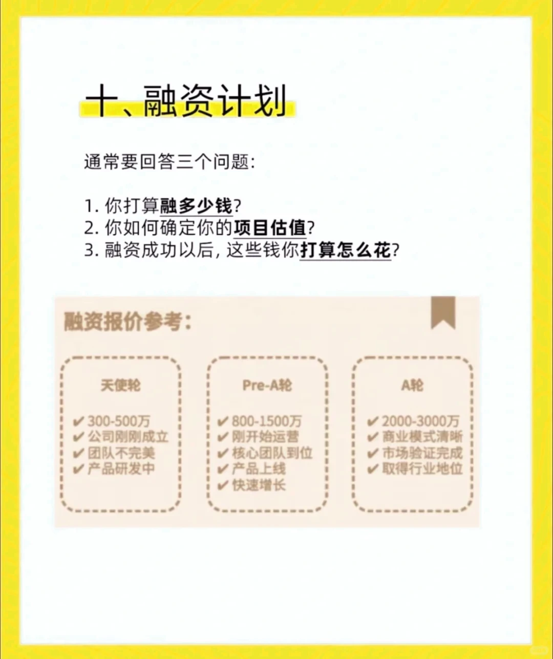 10页计划书，融资3000万