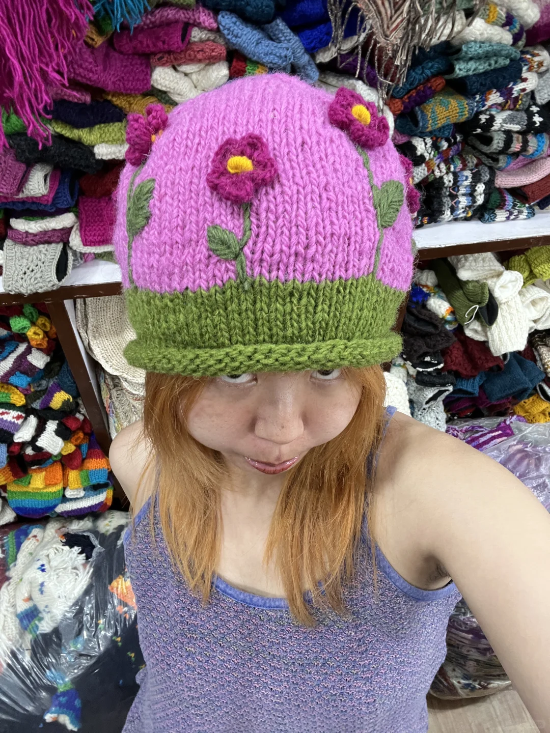 ??头顶上长花花啦，这个帽子可爱死我了