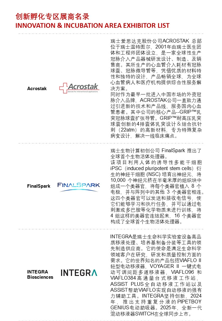 创新孵化专区瑞士中心展台 NH馆NB-01