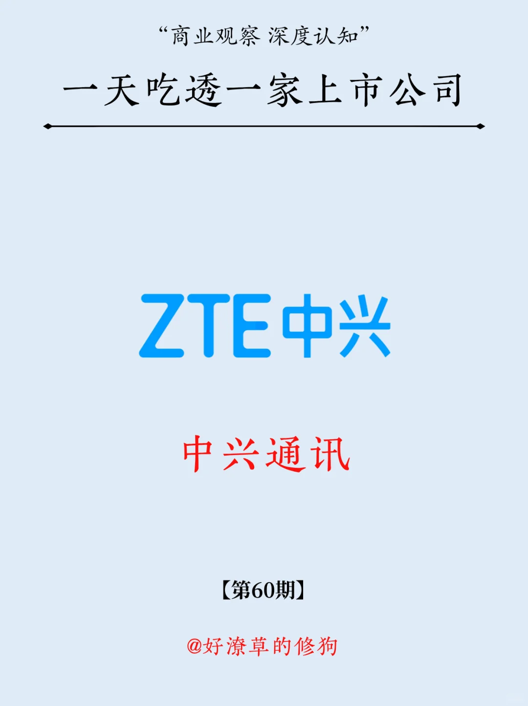 一天吃透一家上市公司：NO.60 中兴通讯